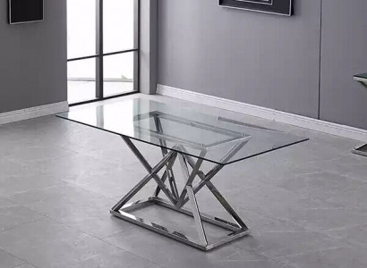Glass Table, Column Tables, Silver Tables, Glass Tables, Table, Luxury Furniture, 180x90